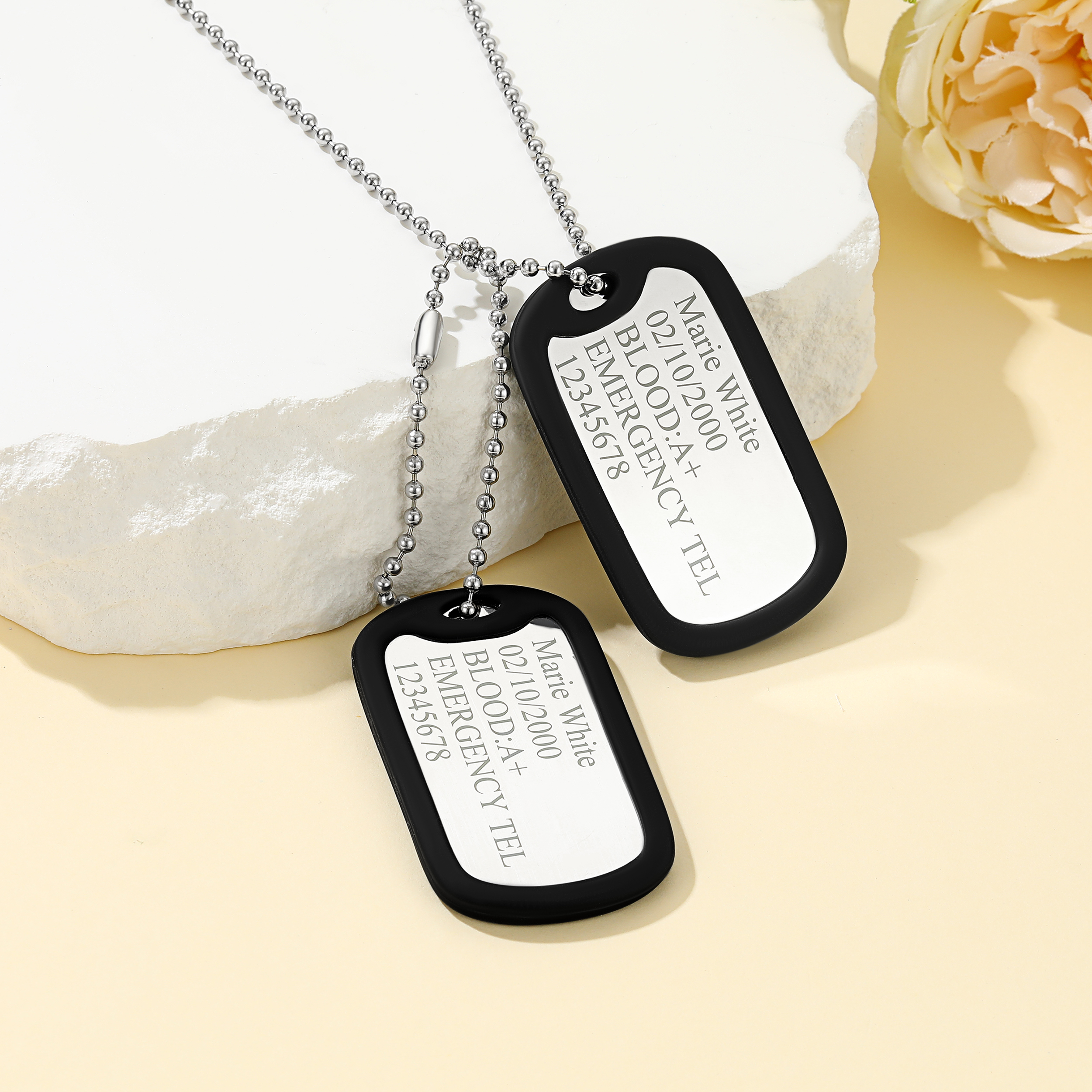 Collier Plaque Militaire en Acier Inoxydable Personnalisé avec Gravure