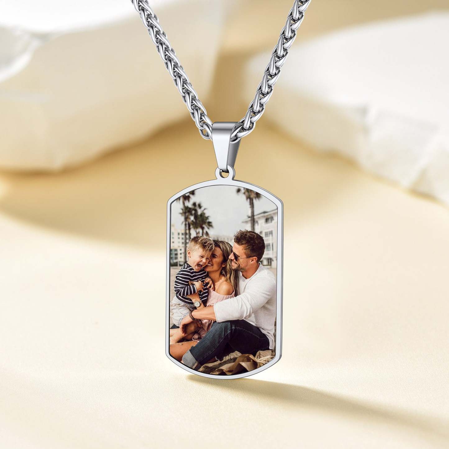 Custom 4U Collier Plaque Militaire Personnalisée avec Empreinte Digitale et Photo