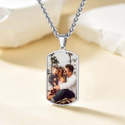 Custom 4U Collier Plaque Militaire Personnalisée avec Empreinte Digitale et Photo