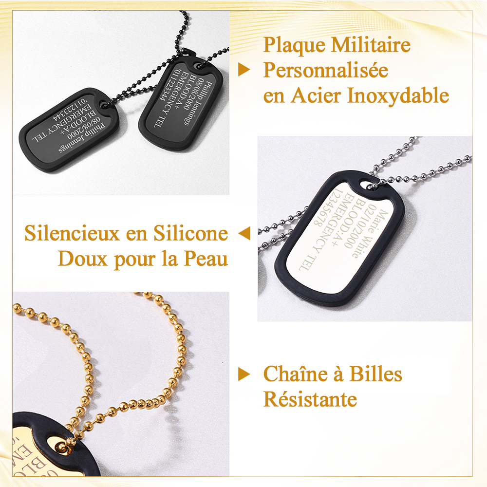 Collier Plaque Militaire détail