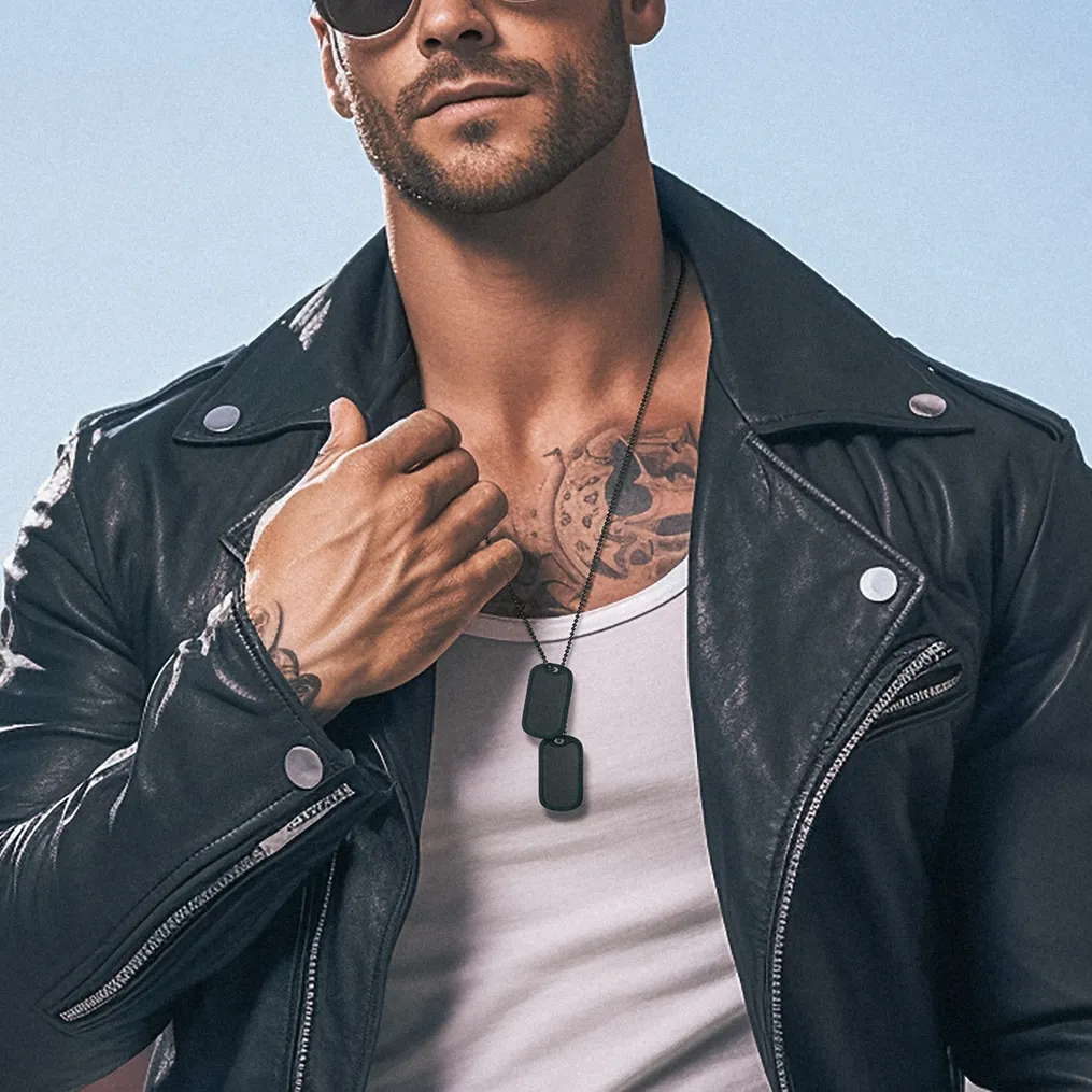 Collier Plaque Militaire en Acier Inoxydable Personnalisé avec Gravure pour homme