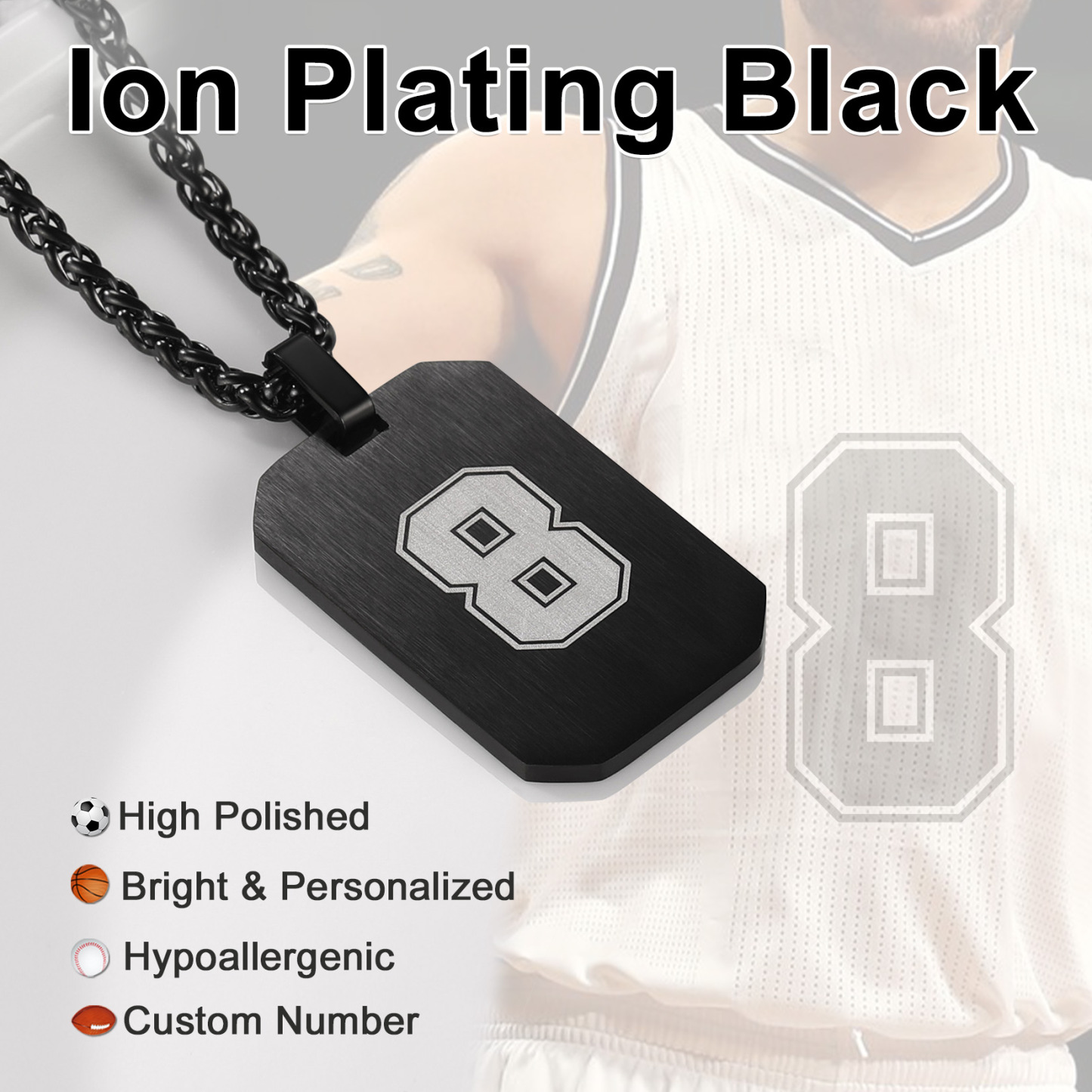 Collier Plaque d'Identité Octogonale Personnalisée avec Gravure