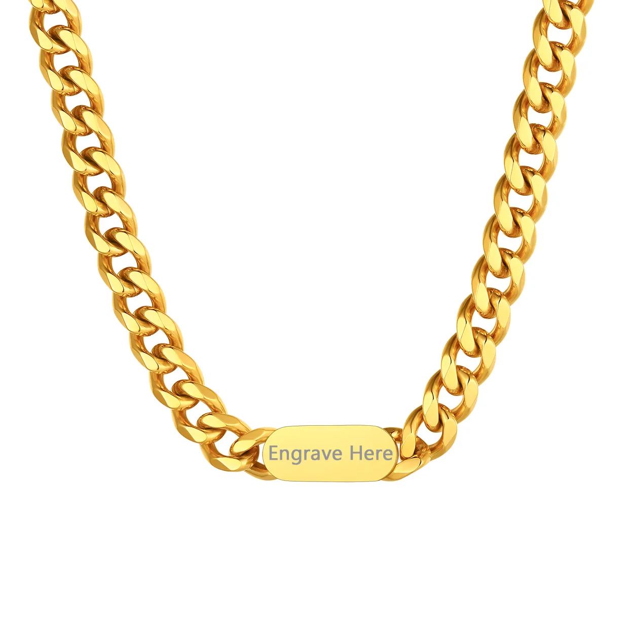 Collier Ras de Cou Chaîne Cuban Gravure Personnalisée 7MM Or