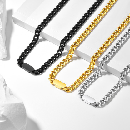 Collier Ras de Cou Chaîne Cuban Gravure Personnalisée 7MM 3 Couleurs