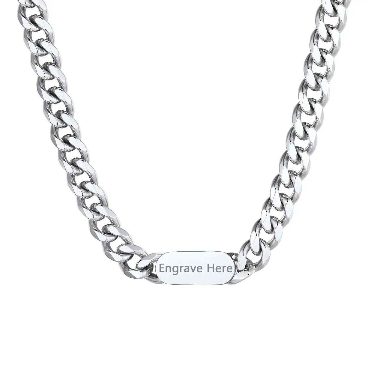 Collier Ras de Cou Chaîne Cuban Gravure Personnalisée 7MM pour Petit-ami