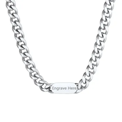 Collier Ras de Cou Chaîne Cuban Gravure Personnalisée 7MM pour Petit-ami