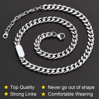 Collier Chaîne Cuban Gravure Personnalisée 7MM