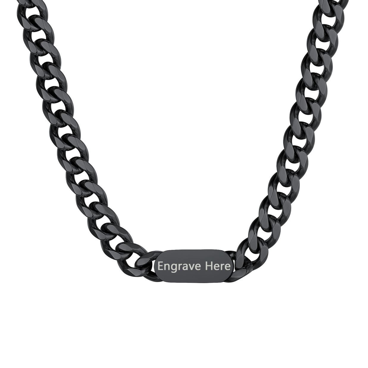 Collier Ras de Cou Chaîne Cuban Gravure Personnalisée 7MM Noir