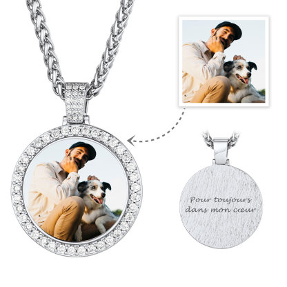 Collier Rond Hip Hop Personnalisé avec Photo et Gravure