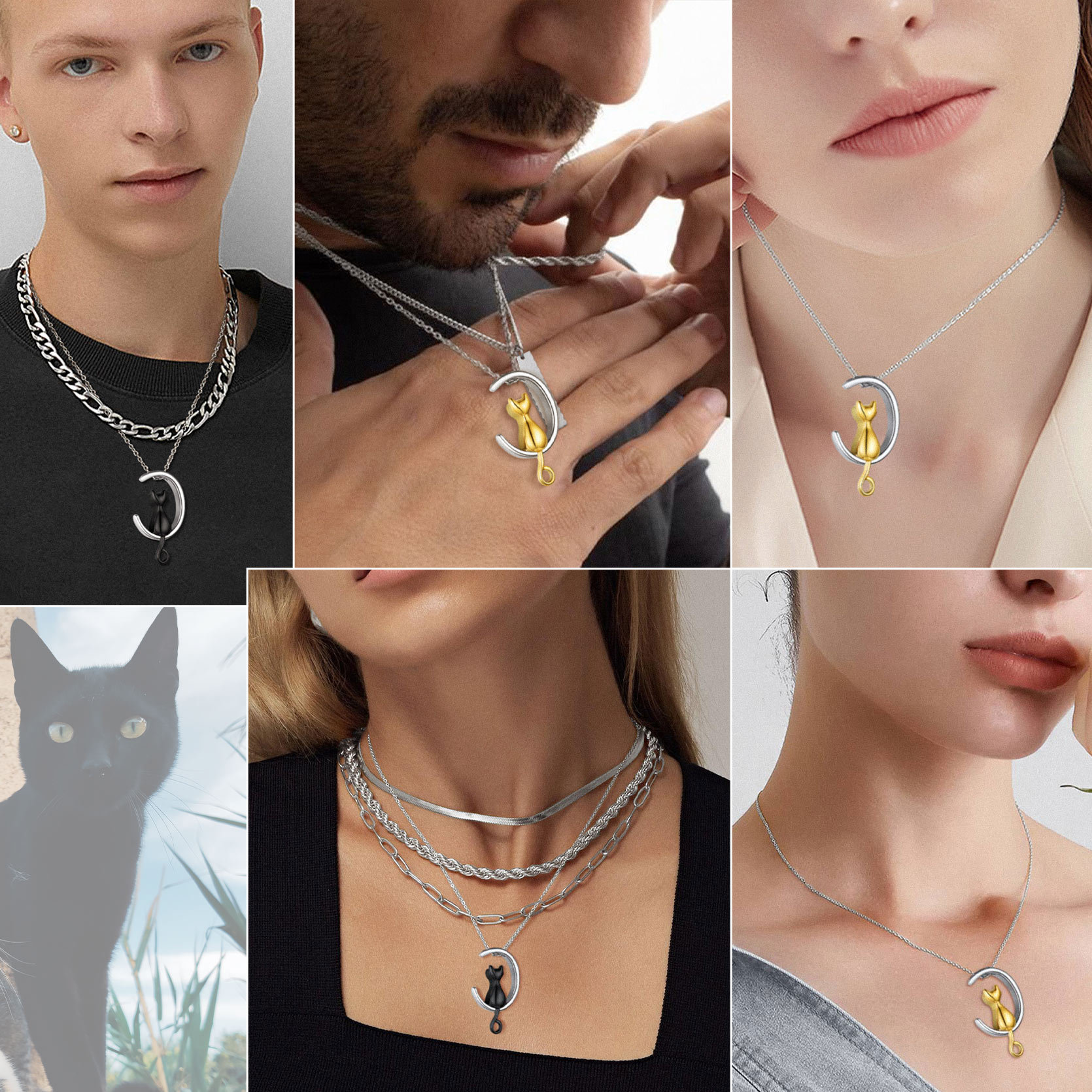 Collier Urne Chat Lune Crémation pour Cendres d’Animaux