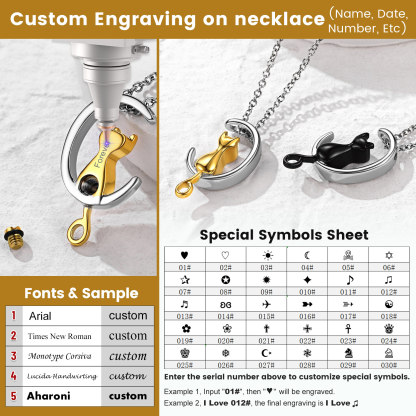 Collier Urne Chat Lune Personnalisé gravé
