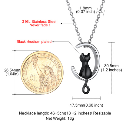 Collier Urne Chat Lune Personnalisé | Crémation pour Cendres d’Animaux