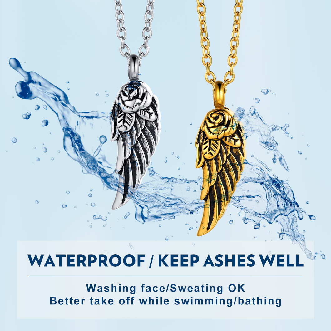 Collier Urne Funéraire Ailes d’Ange Gravé Personnalisé étanche