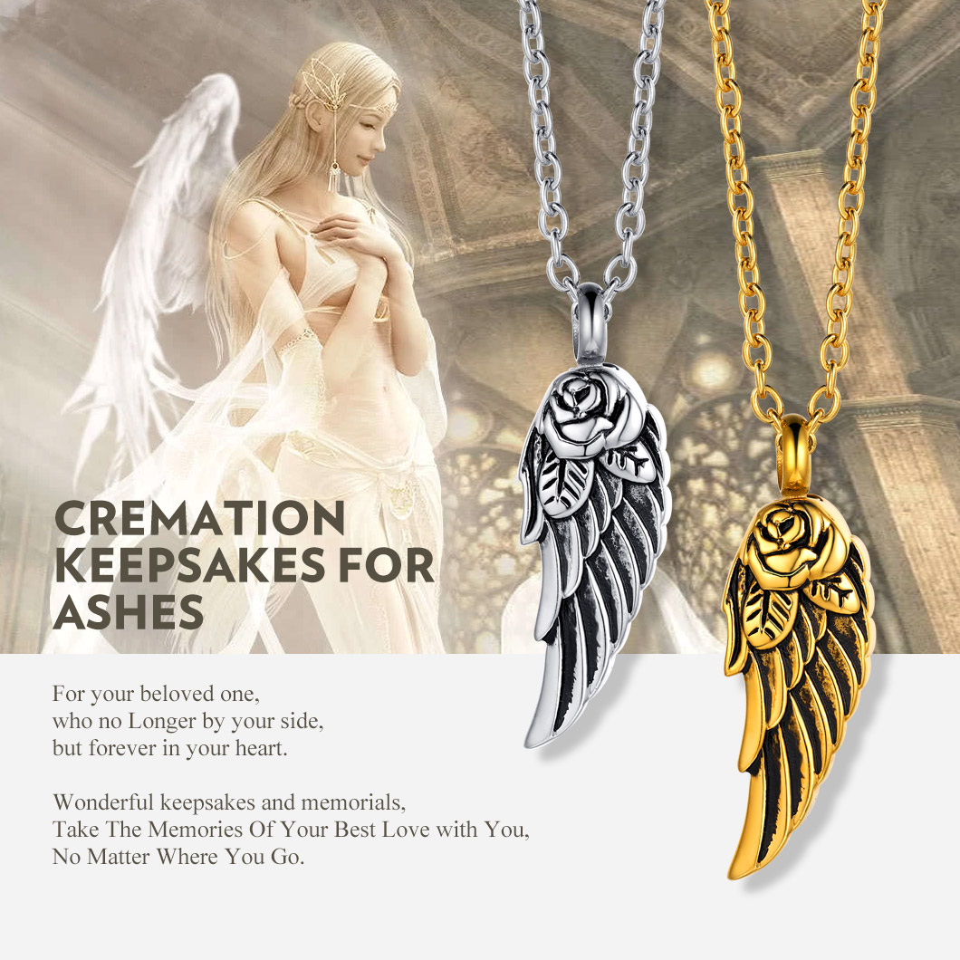 Collier Funéraire Ailes d’Ange Gravé Personnalisé