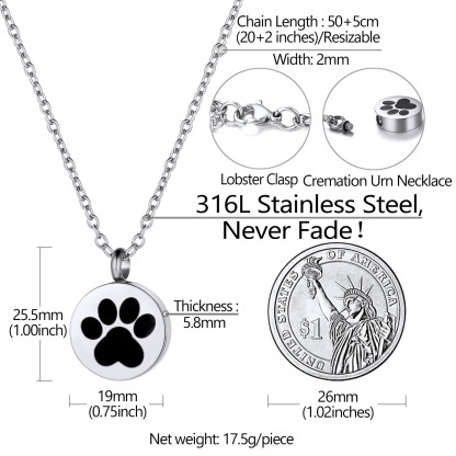 Collier Urne Personnalisé Patte de Chien pour Cendres