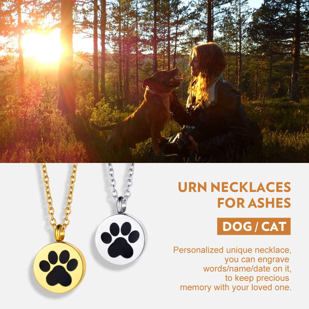 Collier Urne Personnalisé Patte de Chien pour Cendres cadeaux