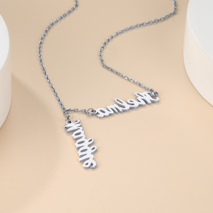 Collier Y Rolo Personnalisé avec 2 Prénoms pour Femme