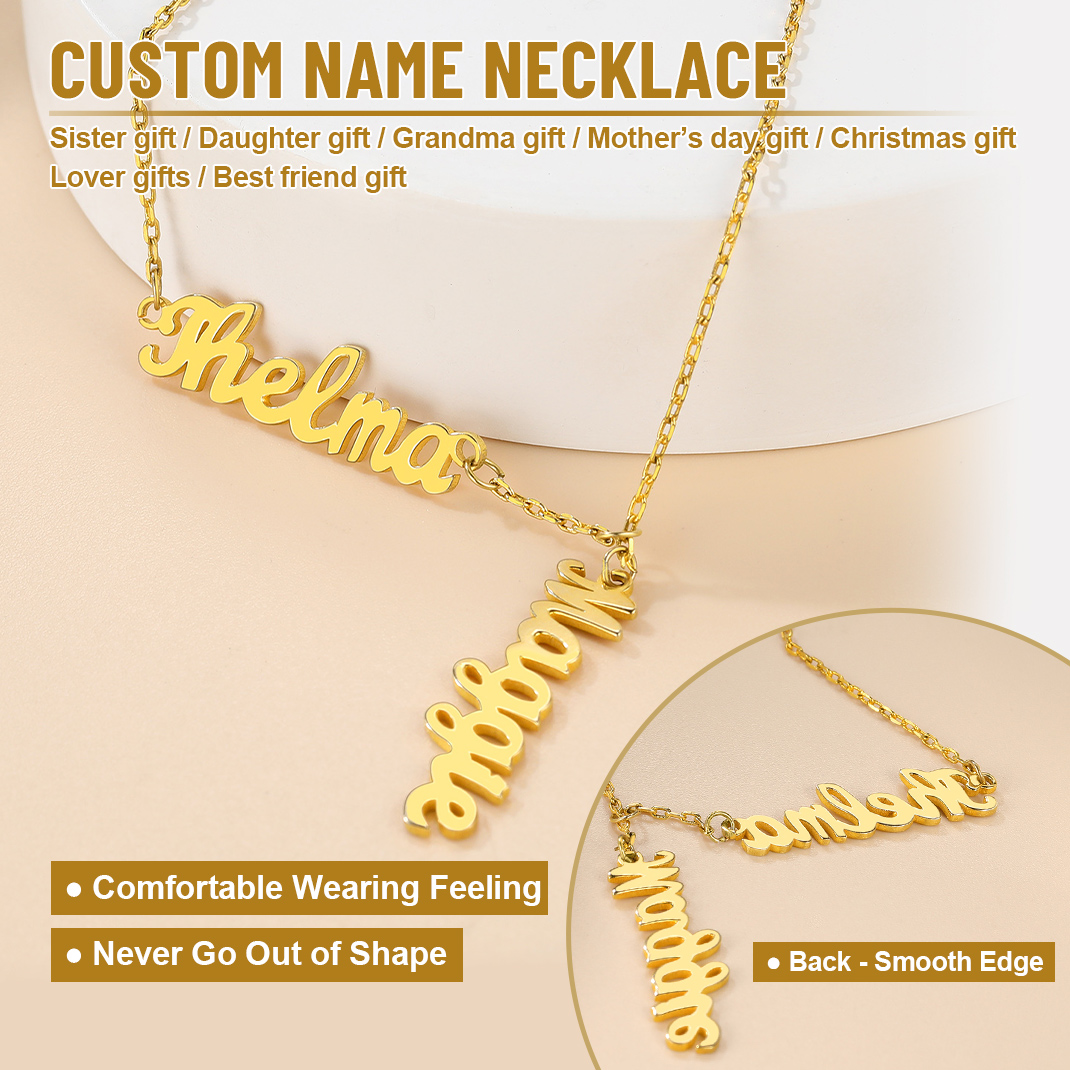 Collier Y Rolo Personnalisé avec 2 Prénoms pour Femme