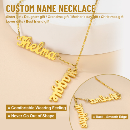 Collier Y Rolo Personnalisé avec 2 Prénoms pour Femme