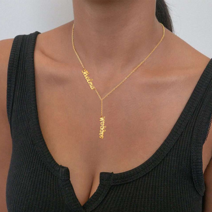 Collier Y Rolo Personnalisé avec 2 Prénoms pour Femme