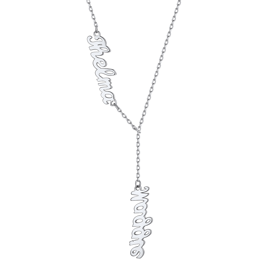Collier Y Rolo Personnalisé avec 2 Prénoms pour Femme