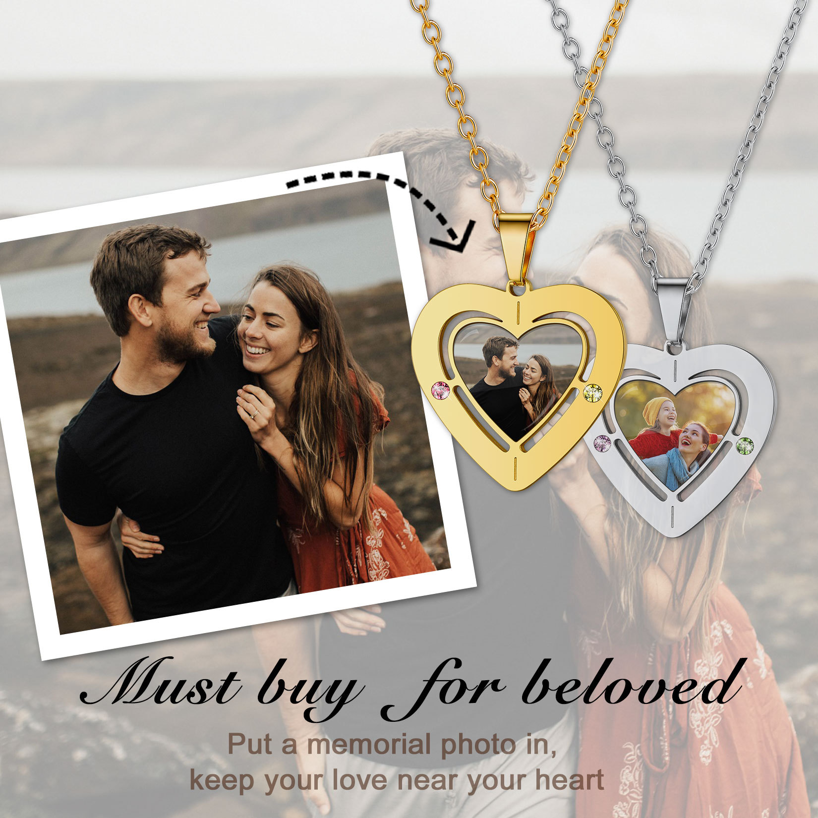 Collier avec Photo Gravé Médaillon Personnalisé