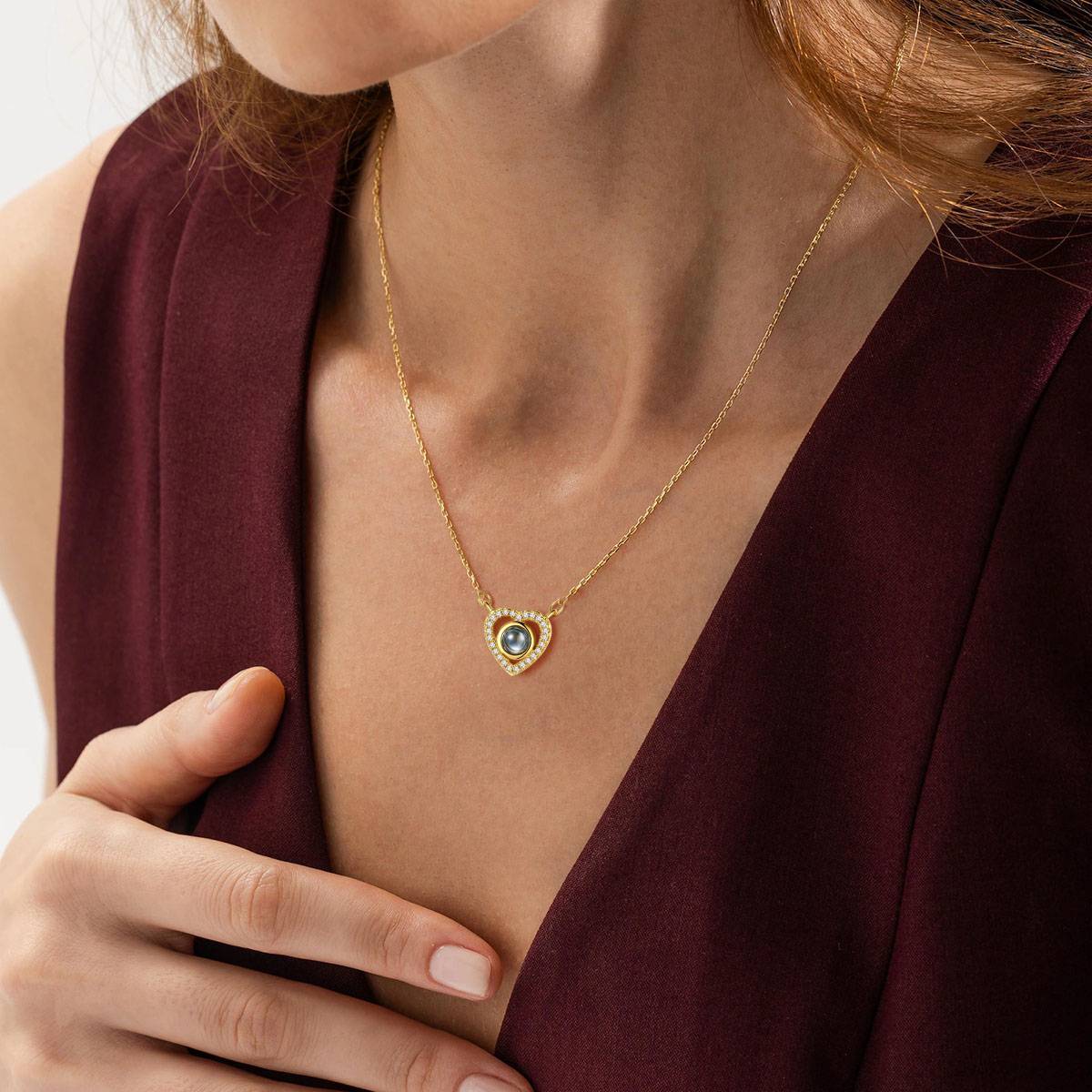 Collier femme Cœur Photo Personnalisé Pendentif à Projection 