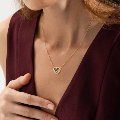 Collier femme Cœur Photo Personnalisé Pendentif à Projection 