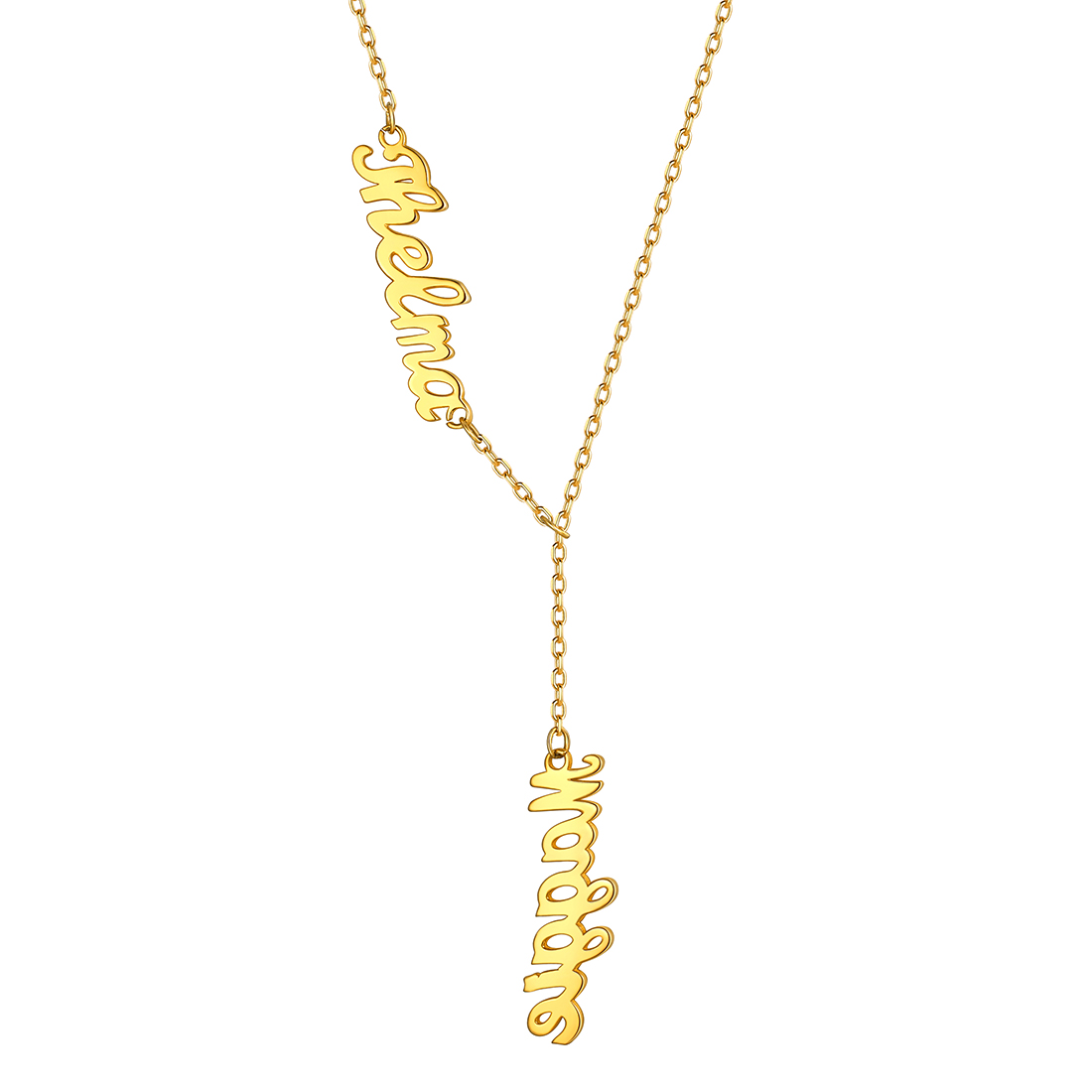 Collier Y Rolo Personnalisé avec 2 Prénoms pour Femme