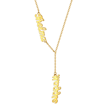 Collier Y Rolo Personnalisé avec 2 Prénoms pour Femme