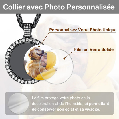 Collier pendentif Rond Hip Hop Personnalisé avec Photo