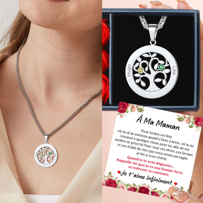 Collier pour maman Arbre de Vie avec Pierres de Naissance Personnalisé