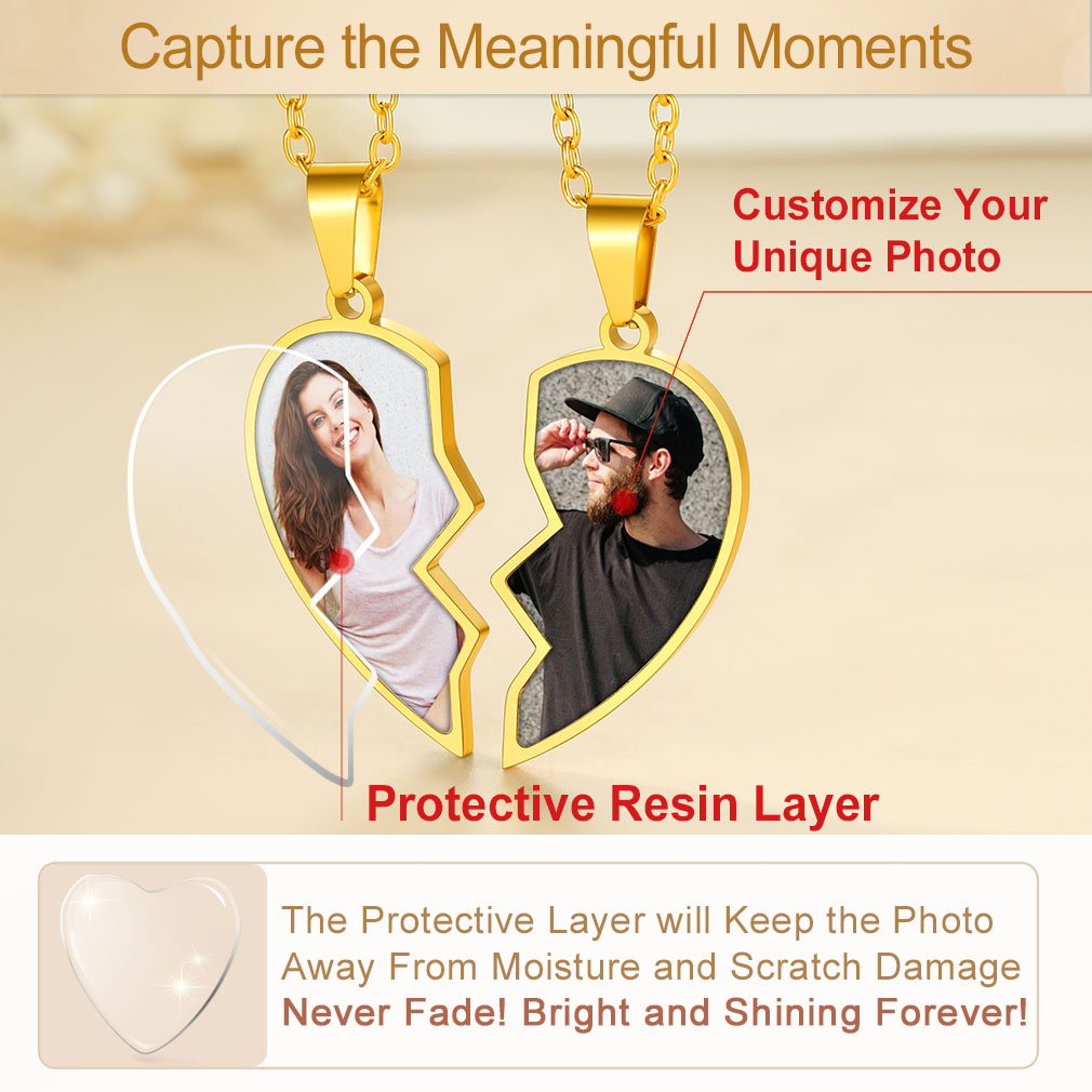Colliers Duo Cœurs Photo Personnalisés | bijou couple