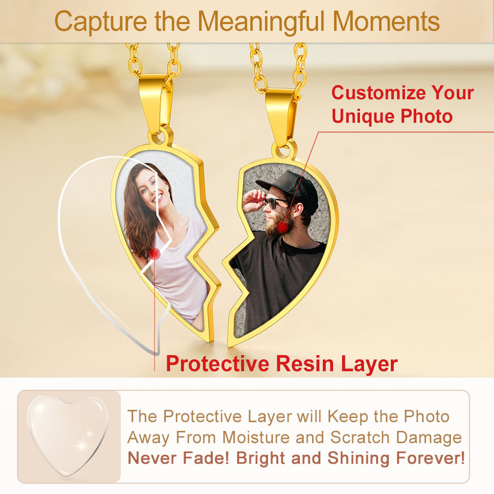 Colliers Duo Cœurs Photo Personnalisés | bijou couple