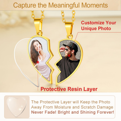 Colliers Duo Cœurs Photo Personnalisés | bijou couple