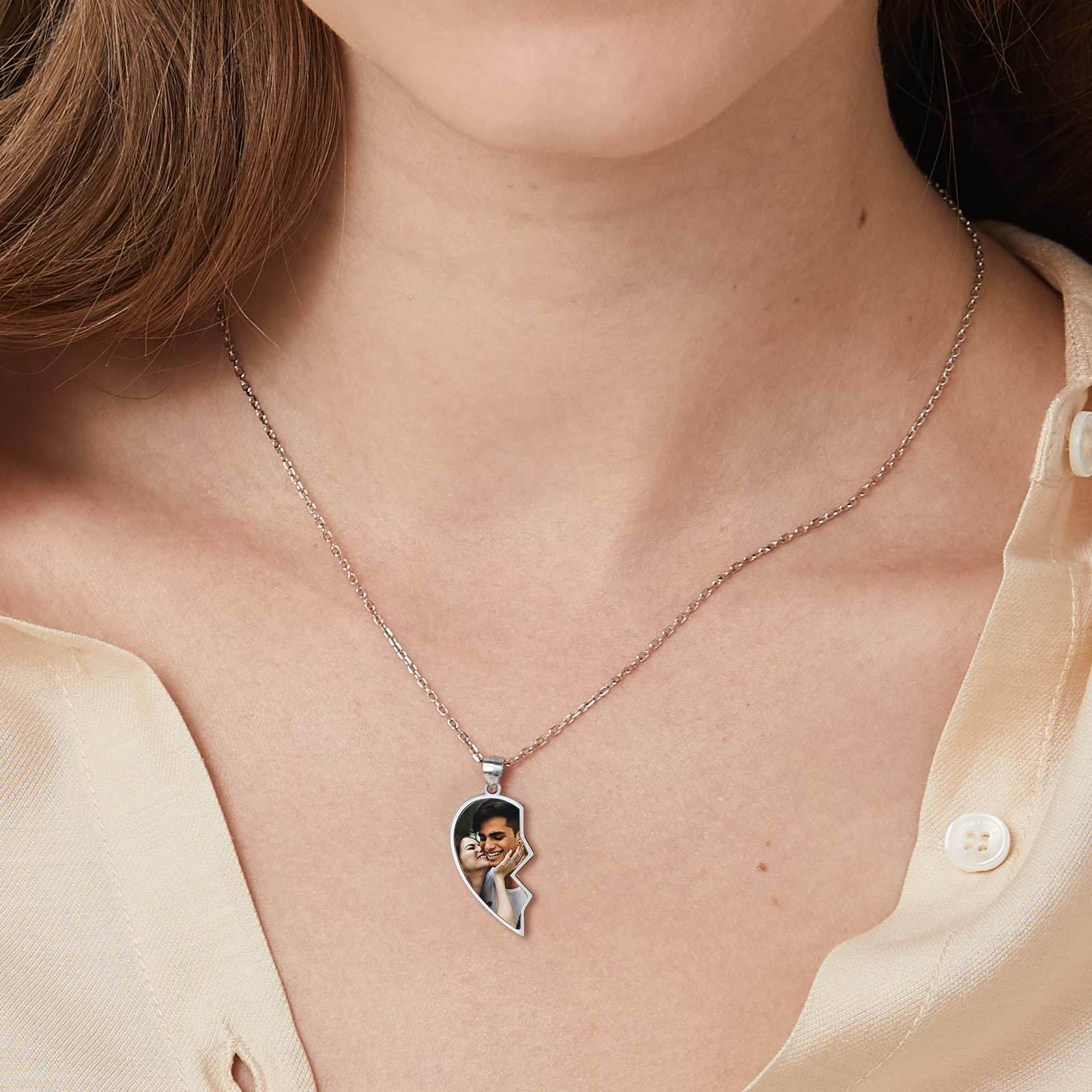 Colliers Duo Cœurs Photo Personnalisés Cadeau pour Femme