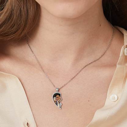 Colliers Duo Cœurs Photo Personnalisés Cadeau pour Femme