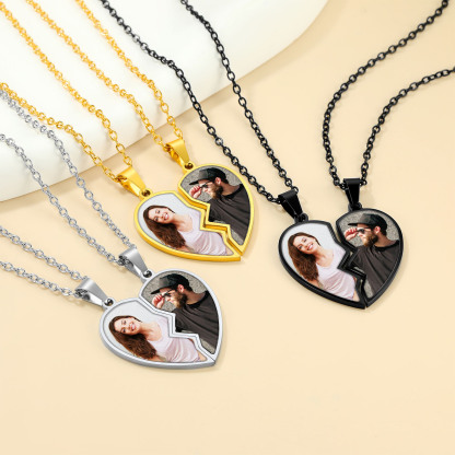 Colliers Duo Cœurs Photo Personnalisés 3 Couleurs
