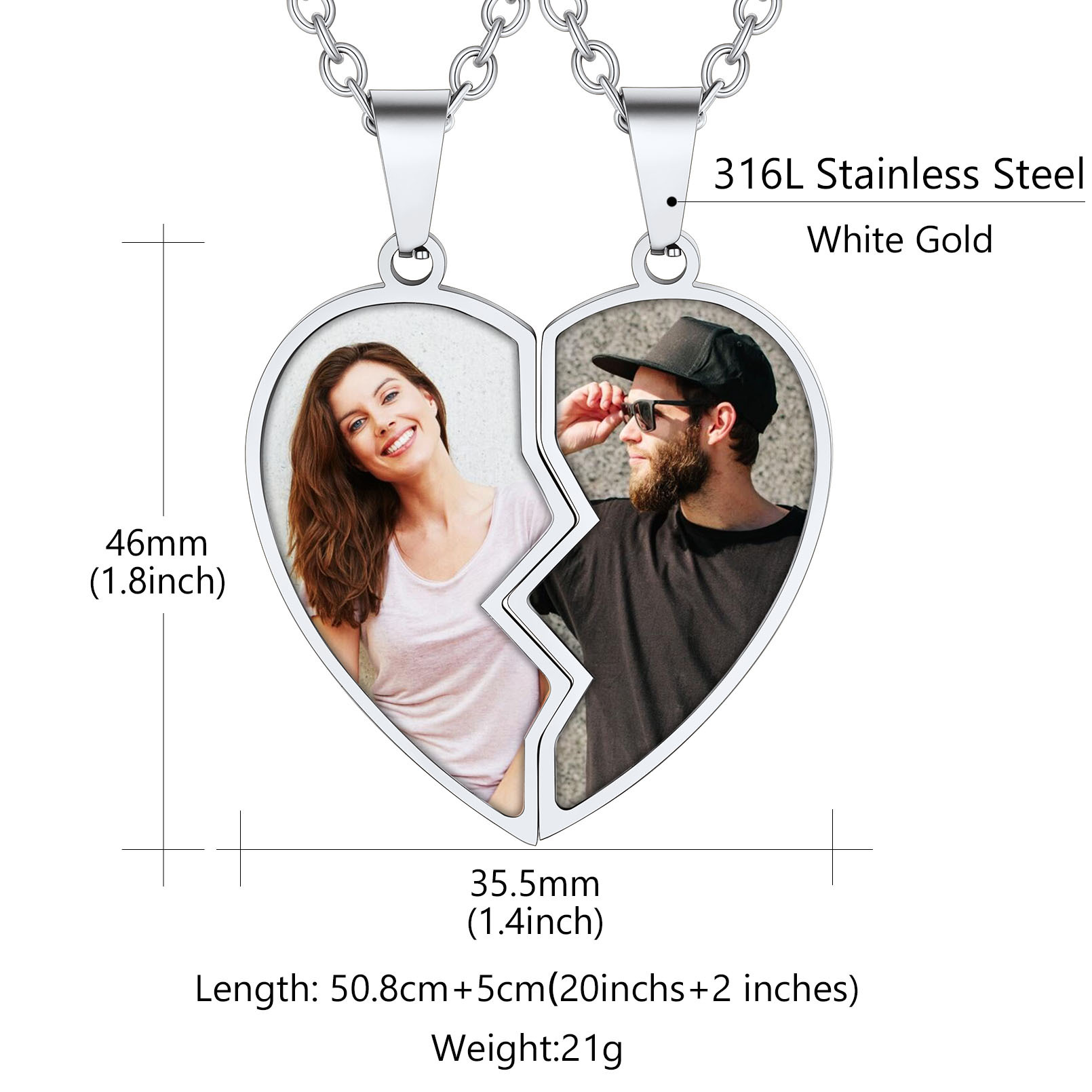 Colliers Duo Cœurs Photo Taille