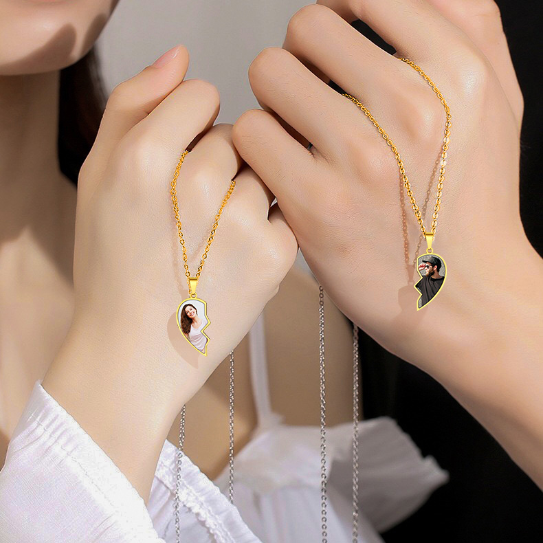 Colliers Duo Cœurs Photo Personnalisés