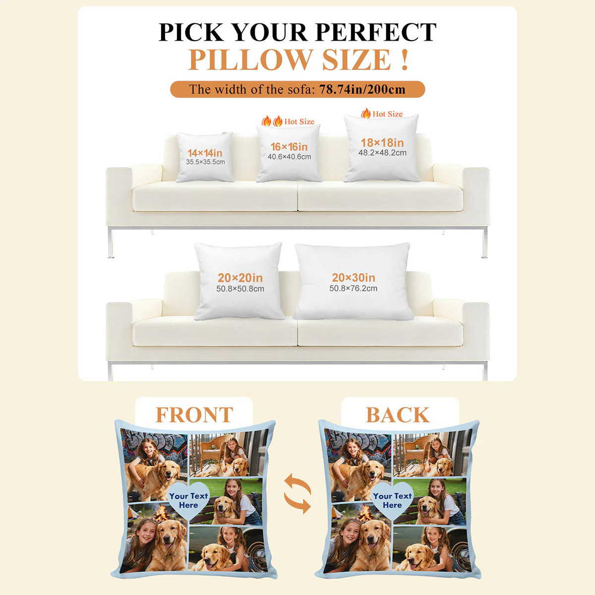 Coussin Personnalisé avec Photo et Texte