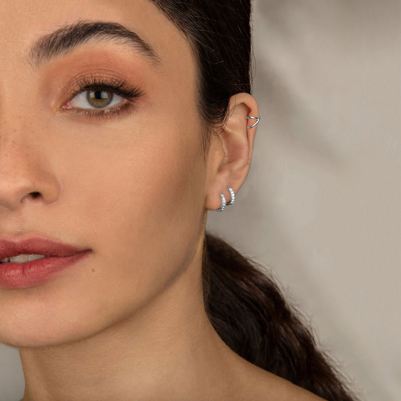 Créoles Argent 925 avec Zirconia – créoles 6mm 8mm 10mm femme