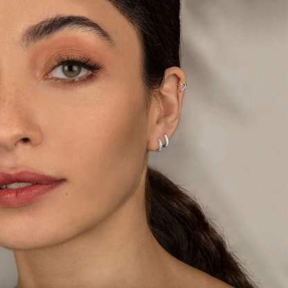 Créoles Argent 925 avec Zirconia – créoles 6mm 8mm 10mm femme