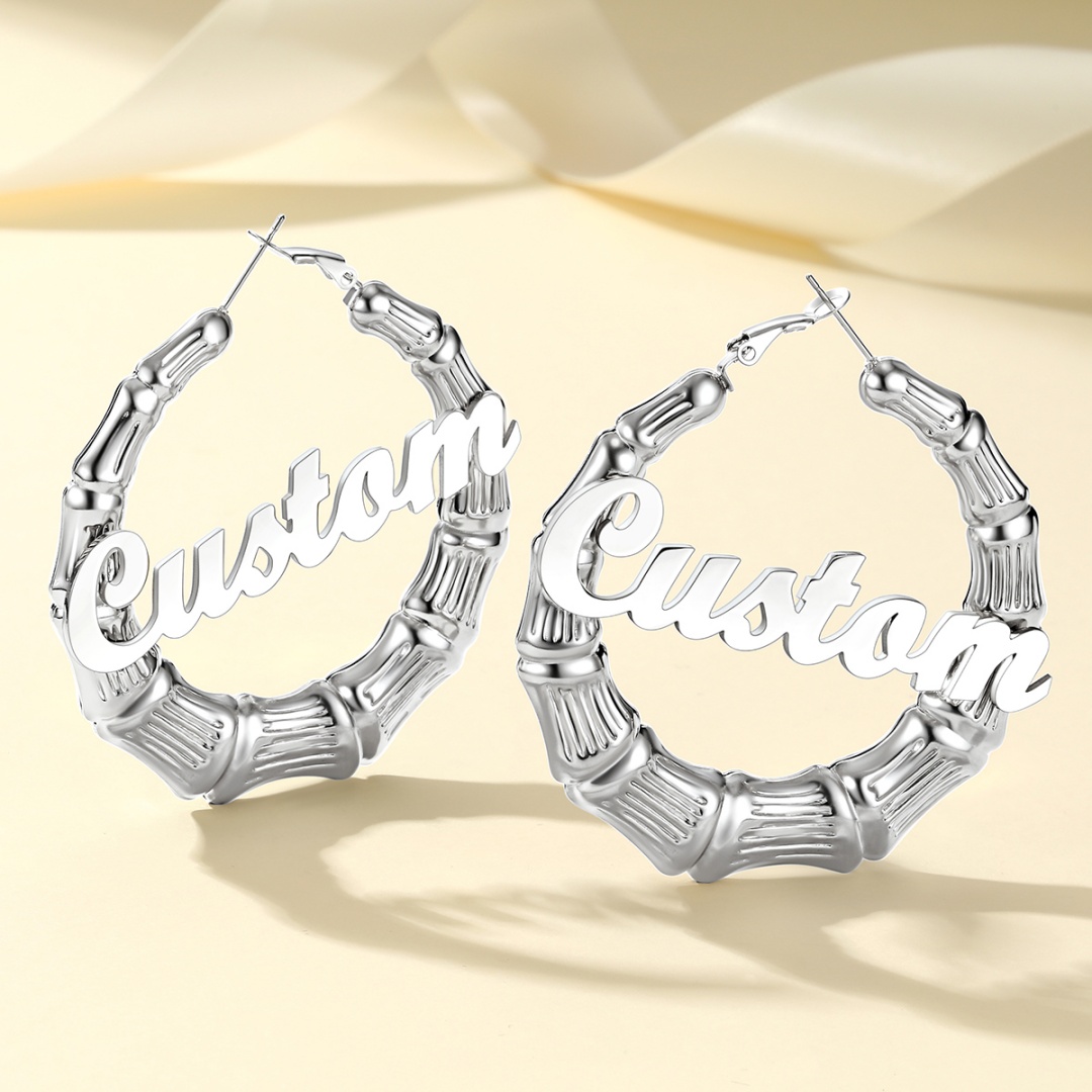 Créoles Bambou avec Nom Personnalisé