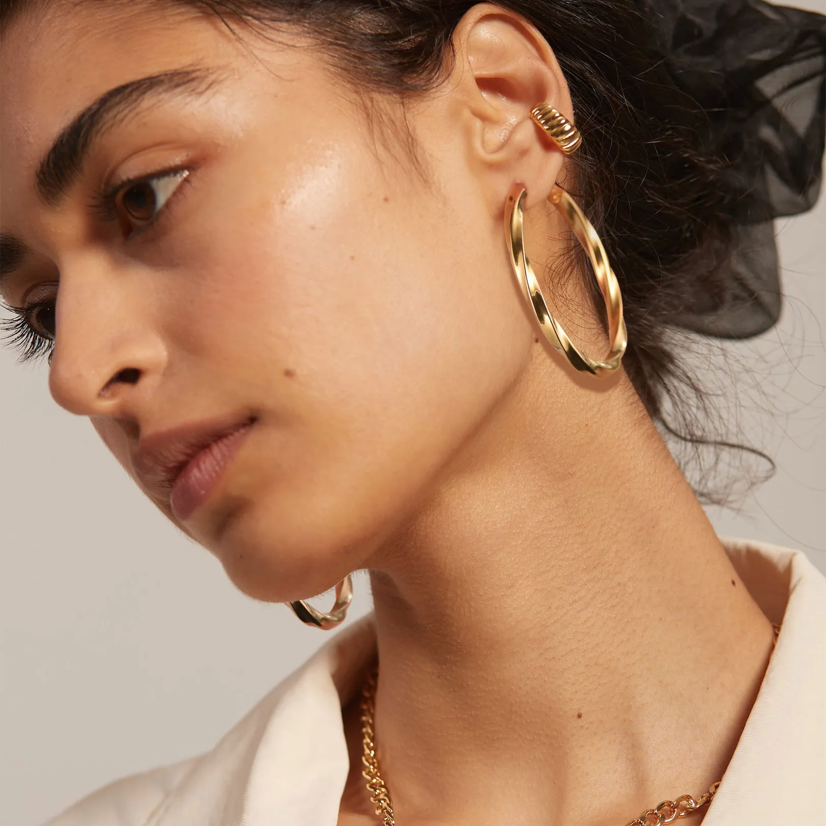 Créoles Torsadées Légères en Acier Inoxydable  pour femme