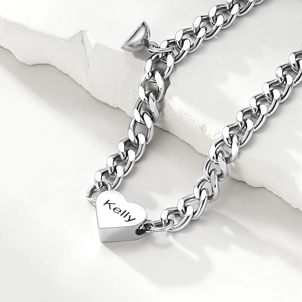 Bracelet Couple Magnétique Chaîne Cubaine détail