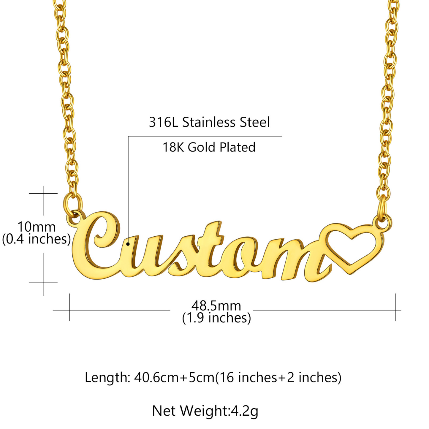 Collier Rolo Personnalisé avec Prénom pour Femme taille