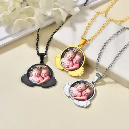 Collier Personnalisé Petits Pieds de Bébé avec Photos pour Maman Collection