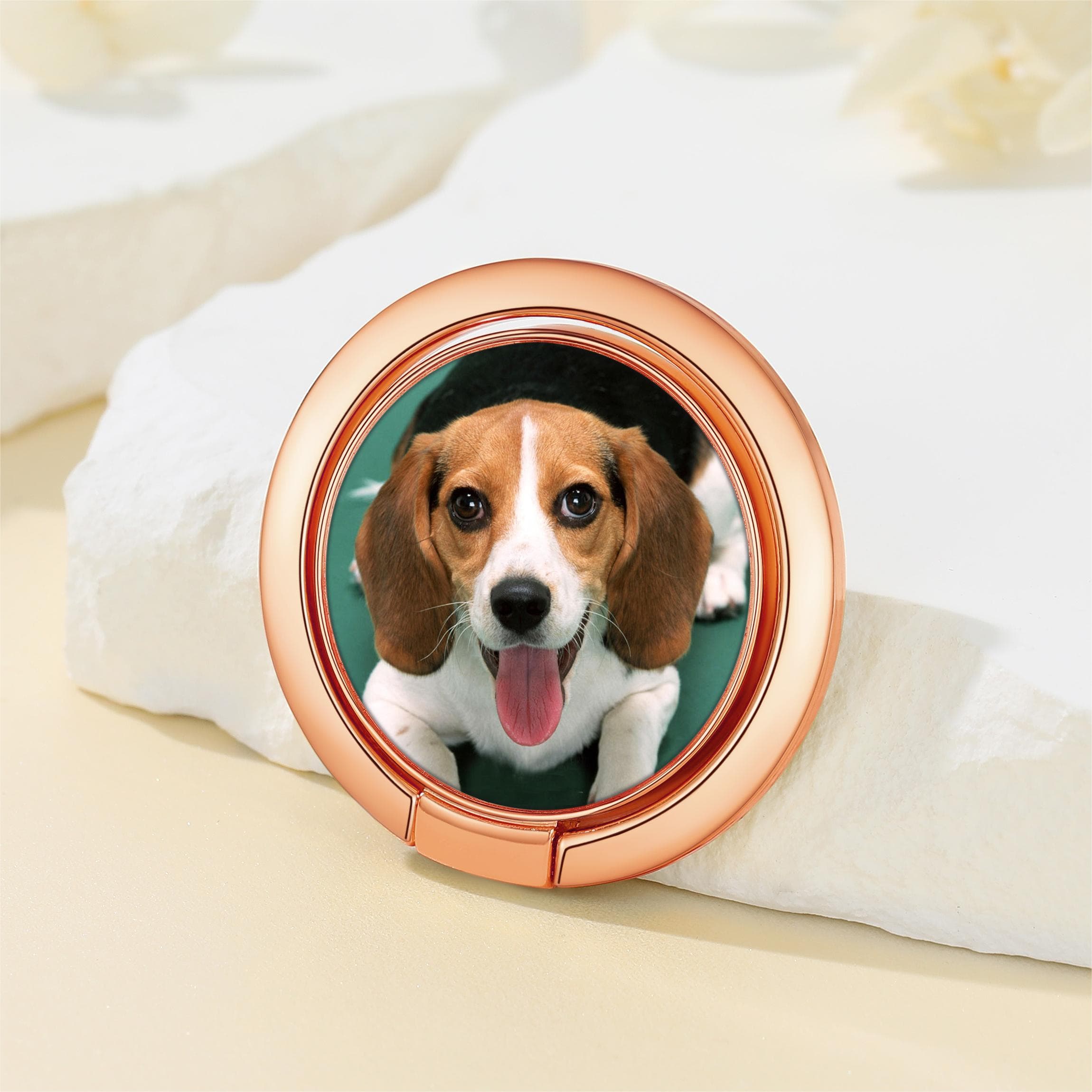 Support de Bague pour Téléphone Portable Personnalisé avec Photo Scène Or Rose