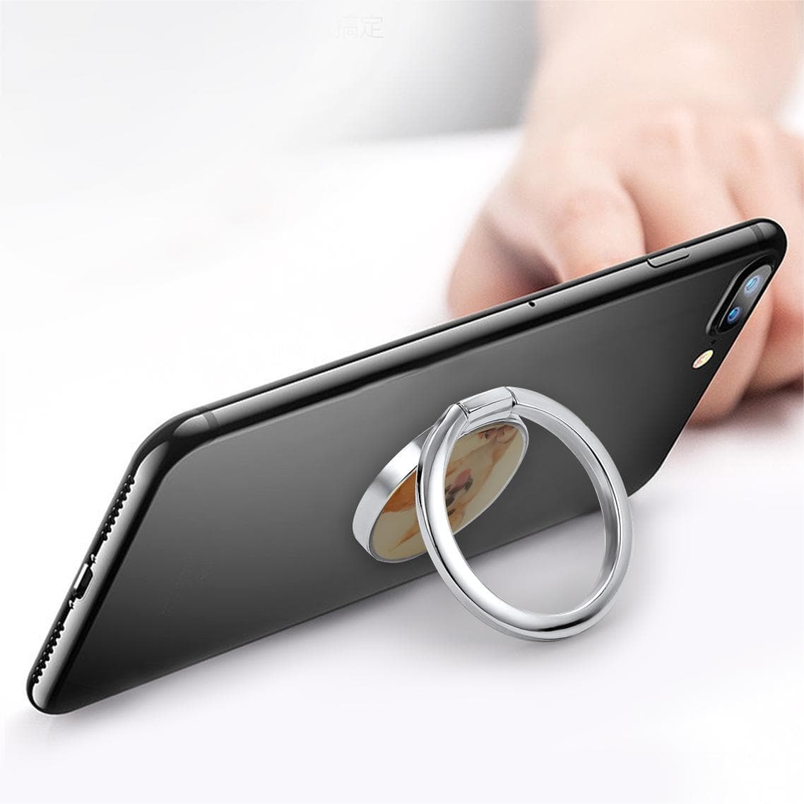 Support de Bague pour Téléphone Portable Personnalisé avec Photo Argenté Scène